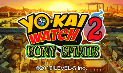 Yo-Kai Watch 2 Bony Spirits title screen for Nintendo 3DS